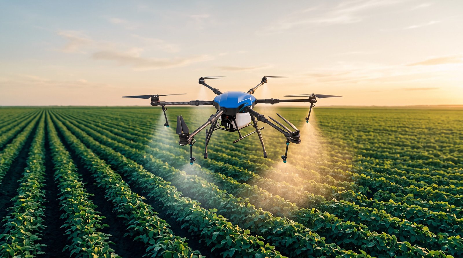 Drone over farmland