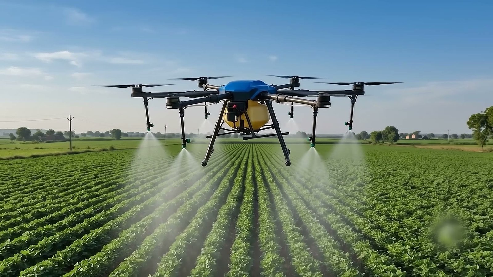 Agricultural drone spraying farmland
